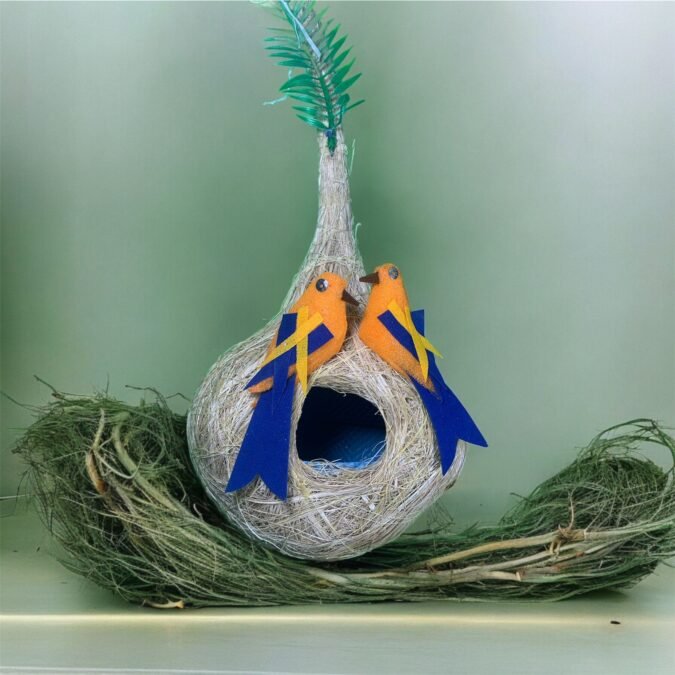 Charming Artificial Nest with Two Realistic Birds