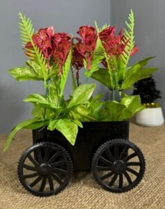 Black trolley with pink flowers