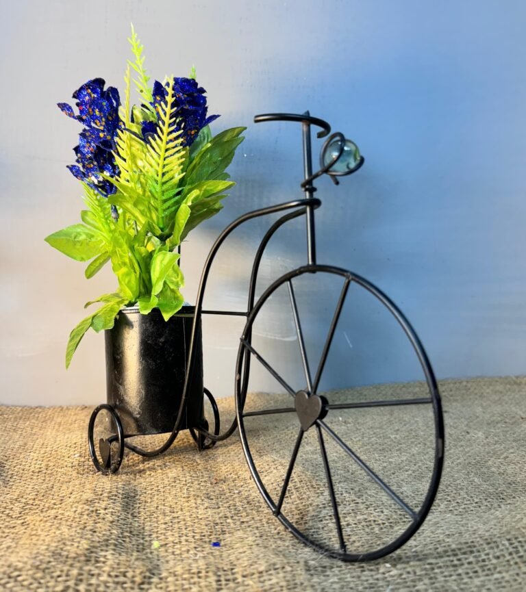 Decorative Metal Cycle with Blue Flower