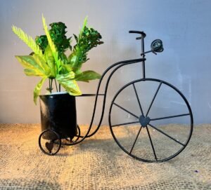 Black Metal Cycle with Green small flowers