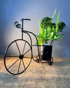 Black Metal Cycle with Green small flowers