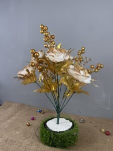 White Glittered Artificial Floral Bunch