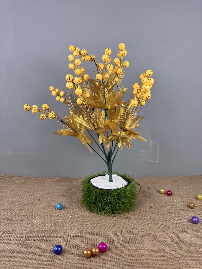 Yellow Glittered Cherry Bunch