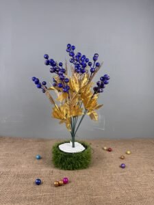 Blue Glittered Cherry Floral Bunch