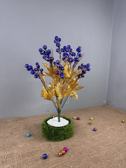 Blue Glittered Cherry Floral Bunch