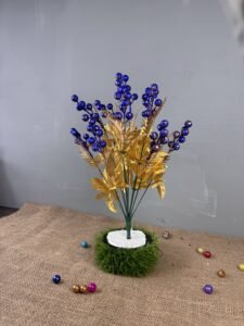 Blue Glittered Cherry Floral Bunch