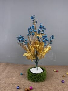 Sky Blue Glittered Cherry Floral Bunch