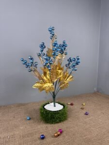 Sky Blue Glittered Cherry Floral Bunch