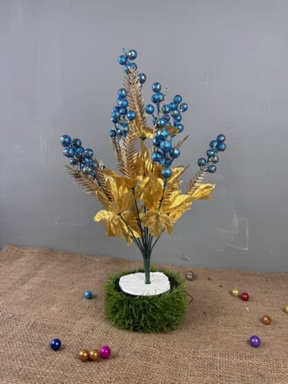 Sky Blue Glittered Cherry Floral Bunch