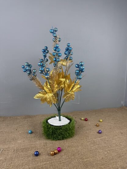 Sky Blue Glittered Cherry Floral Bunch