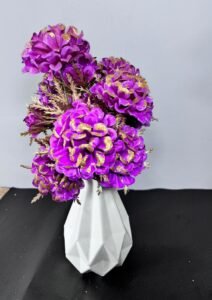 8-Inch 3D Plastic Vase with Purple flowers