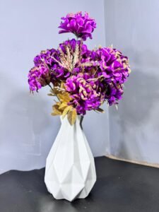 8-Inch 3D Plastic Vase with Purple flowers