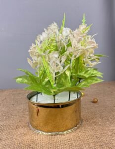 Metal Golden Planter with White jasmine Flowers