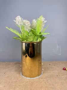 Golden Metal Planter With artificial jasmine 7.5 inches