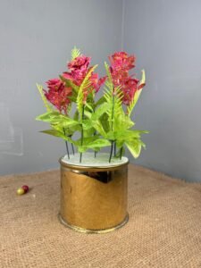  Pink jasmine withGolden Metal Planter flowers 4 inche