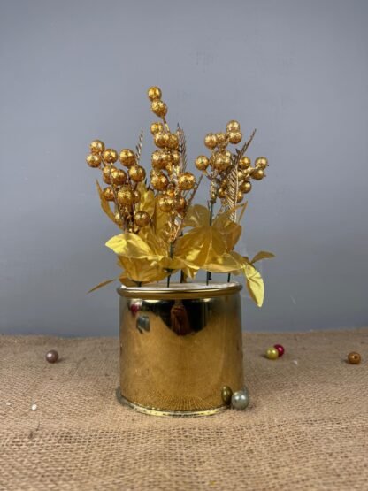 Golden Cherry with Golden Metal Planter 4 inche