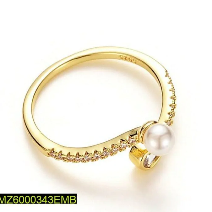 Bead Pearl Overlapped Ring Adjustable