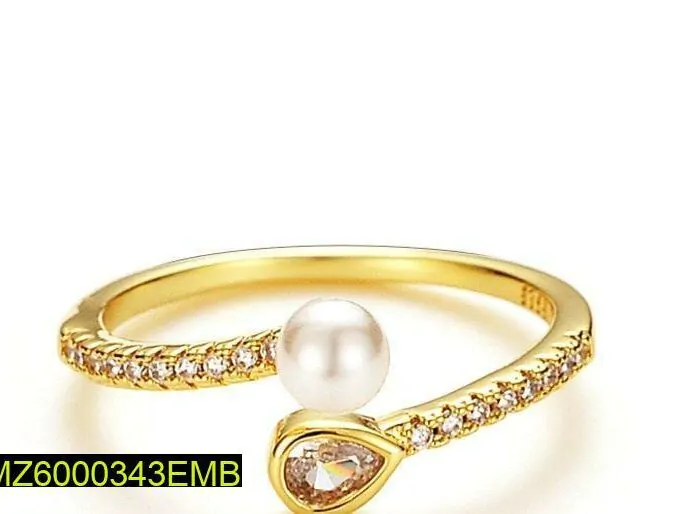 Bead Pearl Overlapped Ring Adjustable