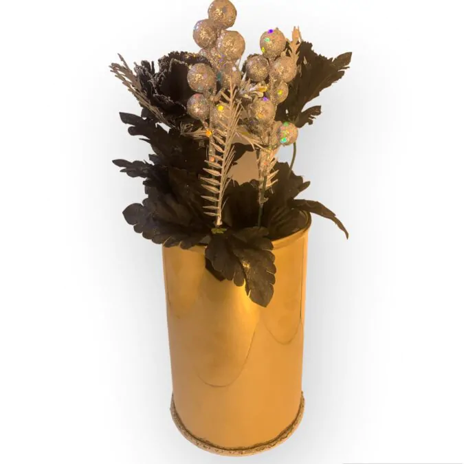 Gold Glittered Flowers in Kot Planter