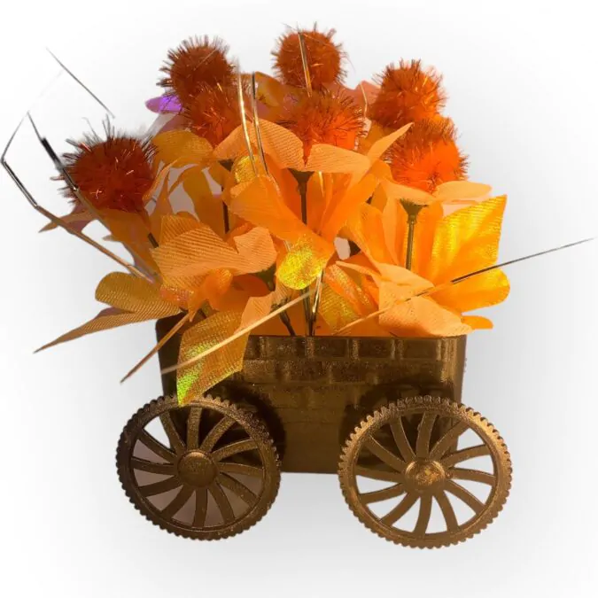 Trolley Planter with Shimmering Orange Flowers