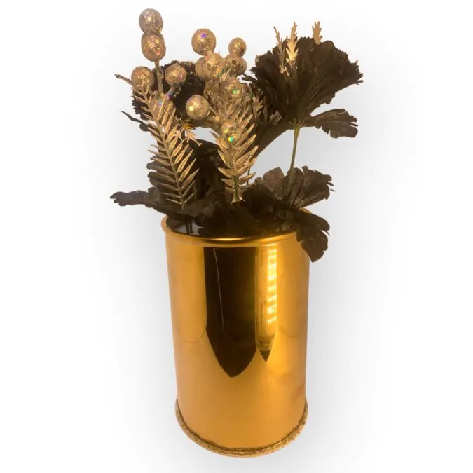 Gold Glittered Flowers in Kot Planter