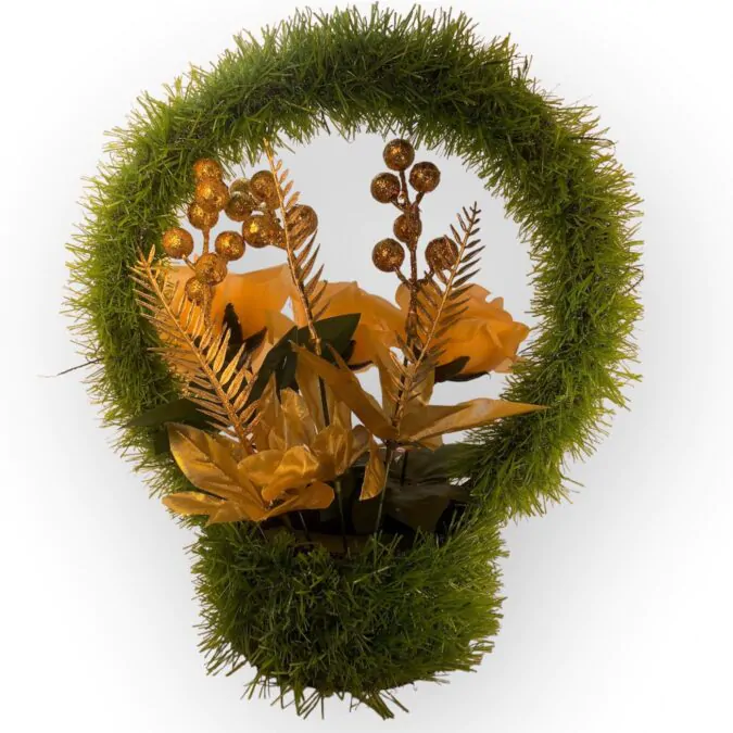 Stylish Grass Planter with Glittering Gold Florals