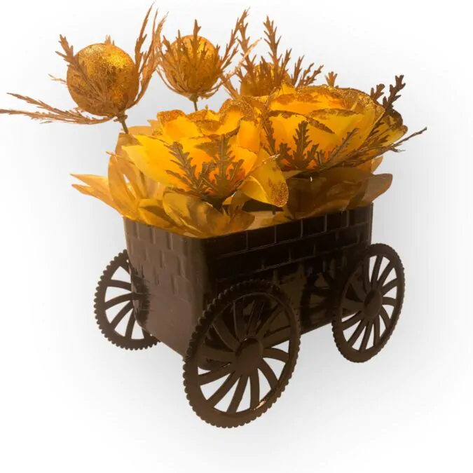 Sunny Yellow Flowers in Trolley Planter