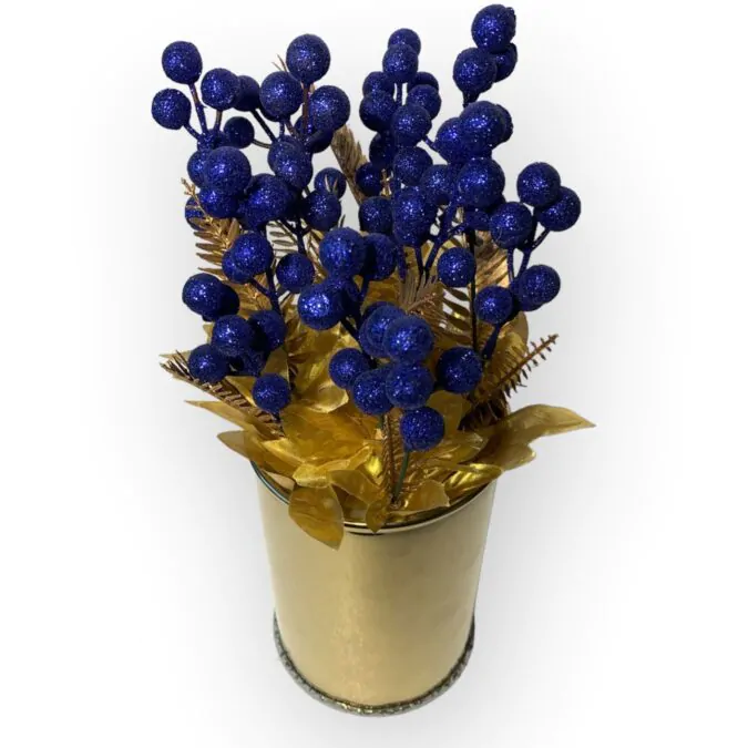 Artificial Purple Flowers with Metal Kot Planter