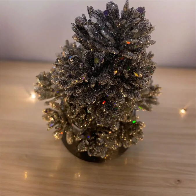 2 Pcs of Sparkling Silver Glitter Artificial Christmas Tree