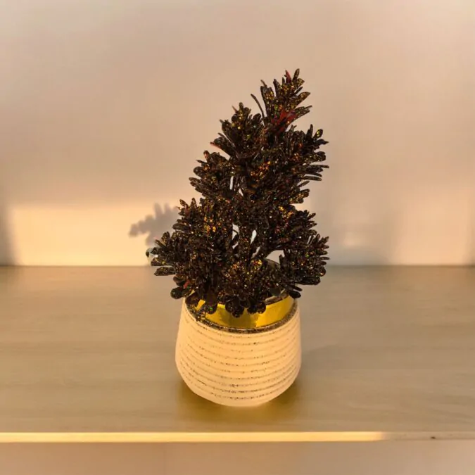 2 Pcs of Artificial Glittered Christmas Tree in Planter