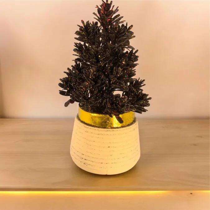 2 Pcs of Artificial Glittered Christmas Tree in Planter