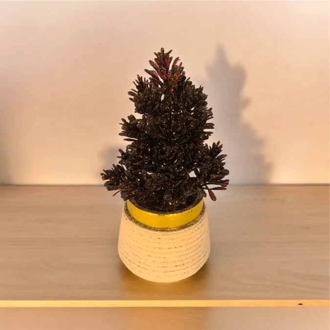 2 Pcs of Artificial Glittered Christmas Tree in Planter