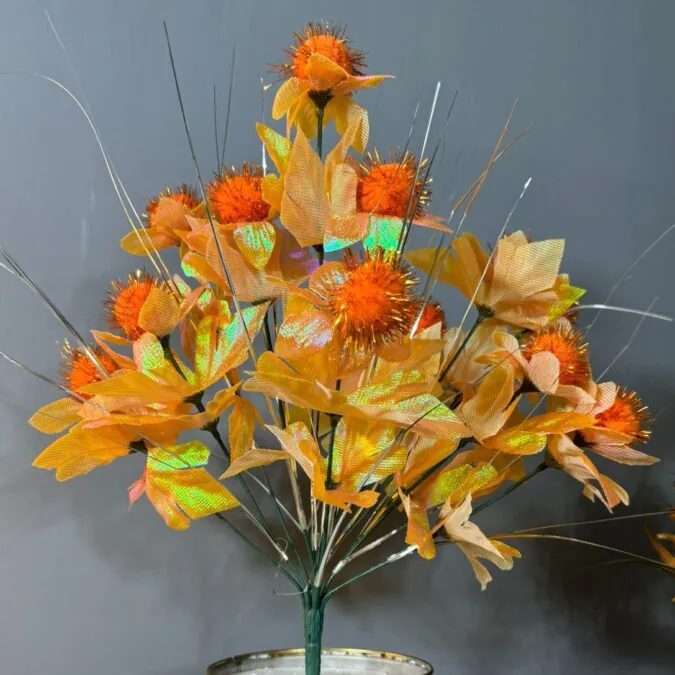 Golden Artificial Flowers, Plastic Grass