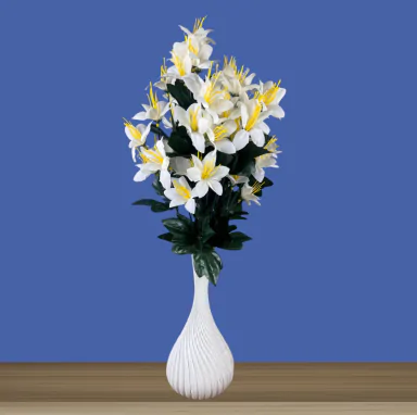 10-inch Bulb Ceramic Vase with jasmine flowers