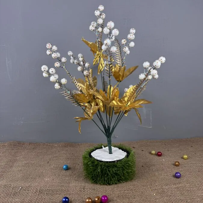 White Glittered Cherry Floral Bunch