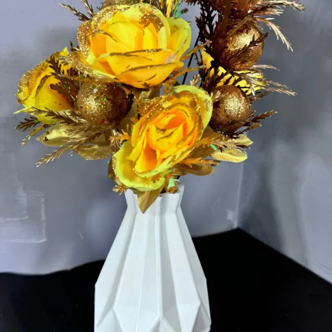 8-Inch Premium Plastic Vase with Golden flowers