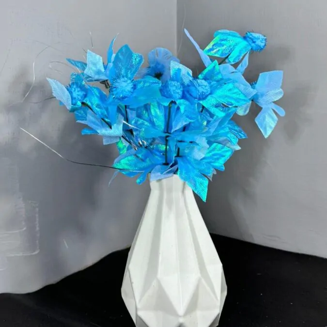 8-Inch 3D Plastic Vase with Sky blue flowers