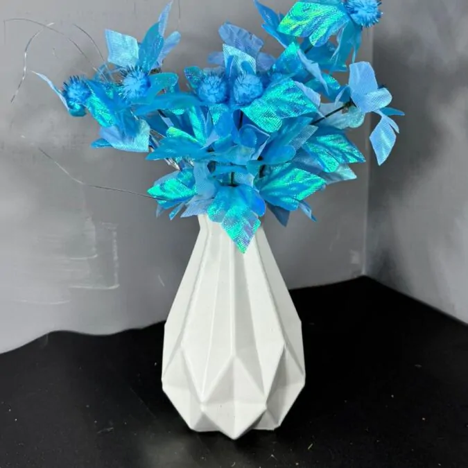 8-Inch 3D Plastic Vase with Sky blue flowers