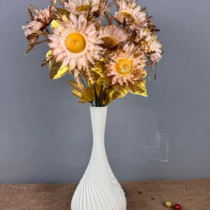 10 inch Bulb Ceramic Vase with sunflower