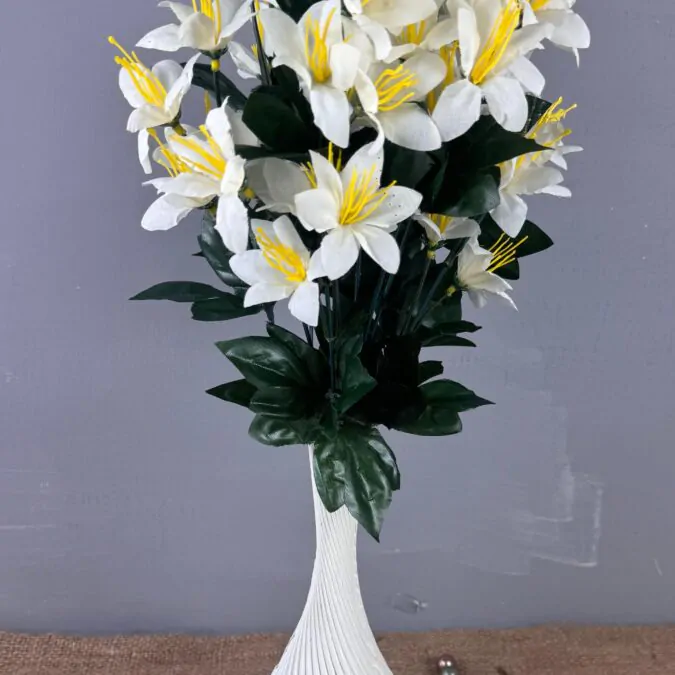 10-inch Bulb Ceramic Vase with jasmine flowers