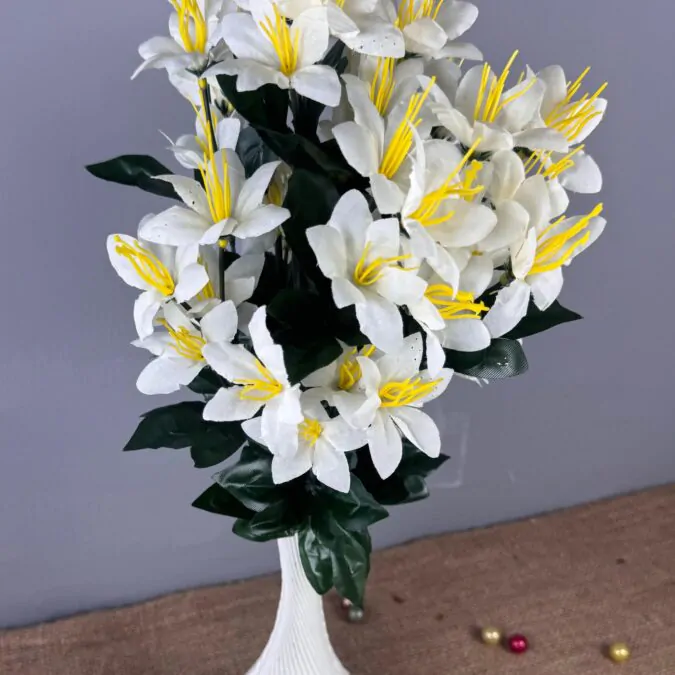 10-inch Bulb Ceramic Vase with jasmine flowers