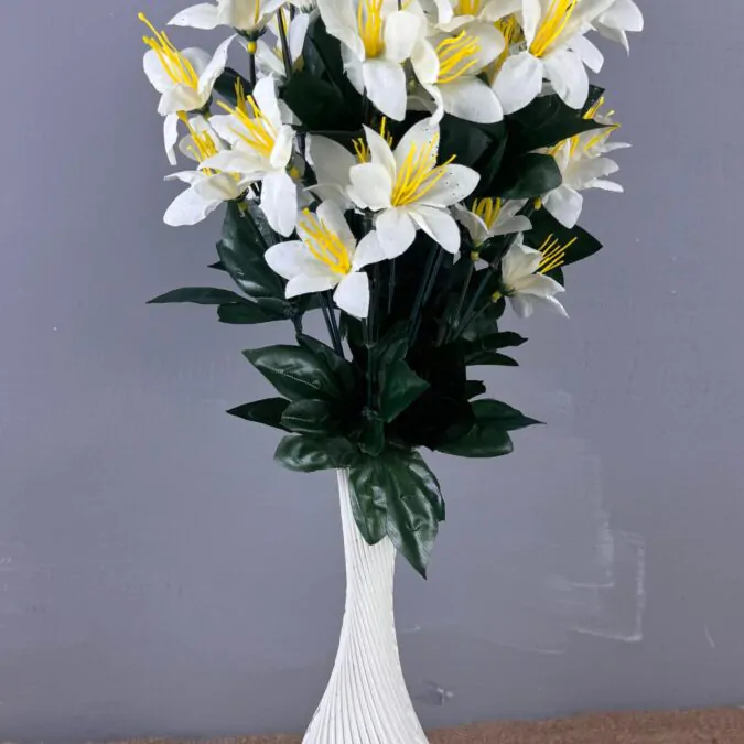 10-inch Bulb Ceramic Vase with jasmine flowers