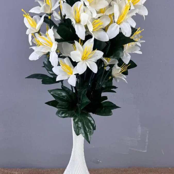 10-inch Bulb Ceramic Vase with jasmine flowers