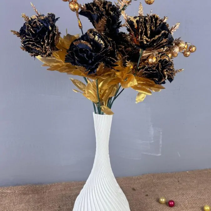 10-inch plastic Vase with Golden black flowers