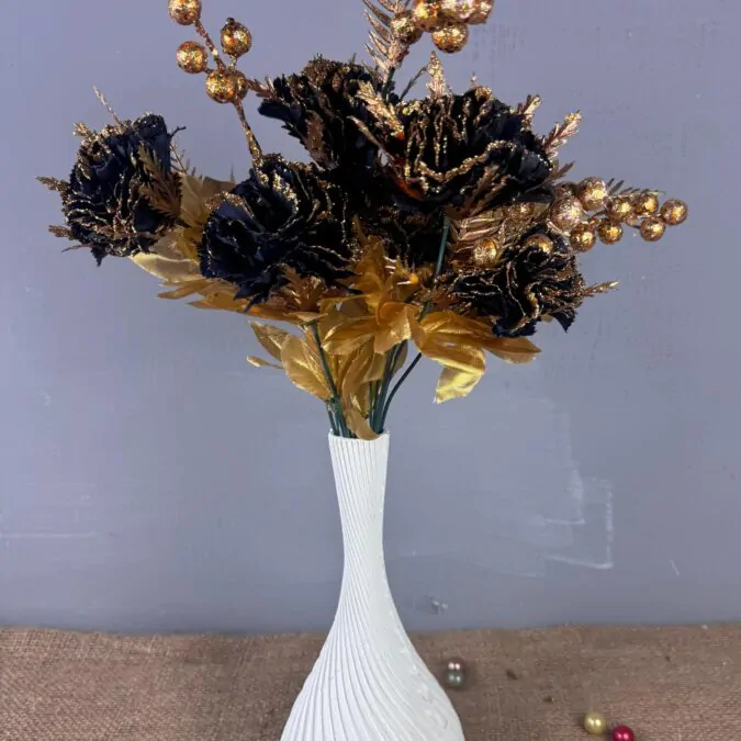 10-inch plastic Vase with Golden black flowers