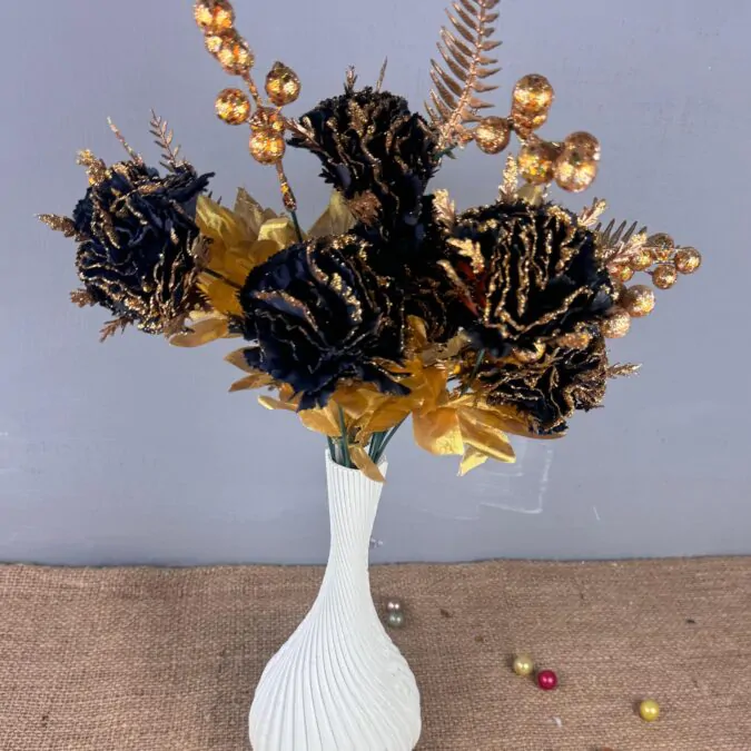 10-inch plastic Vase with Golden black flowers